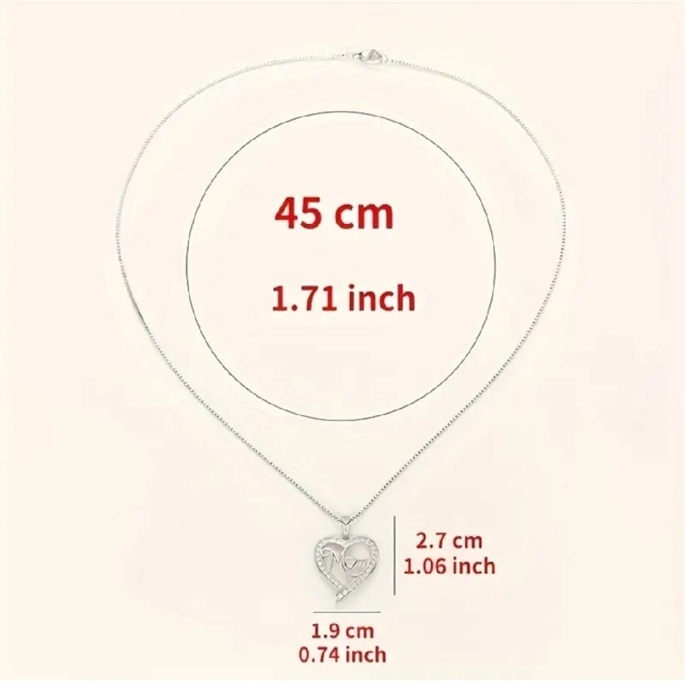 Silver Mom Heart Pendant Necklace - Picture 3 of 3